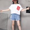 SUMMER DENIM SHORTS STARS EMBROIDRED GIRLS SHORTS - Image 2