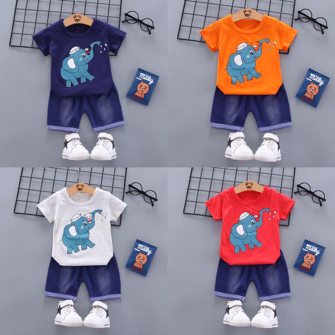 Beautiful Baby boy Elephant printed shirt with short imported quality ...