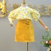 Stylish Summer Girls Suit Floral Puff Sleeve Top and Denim Skirt import quality online - Image 3